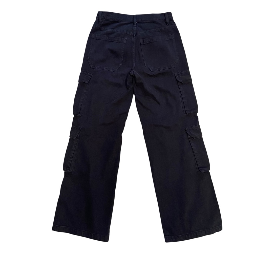 Pacsun Black Asymmetrical '90s Baggy Cargo Jeans Pants 26 Small Wide Leg - Picture 7 of 15